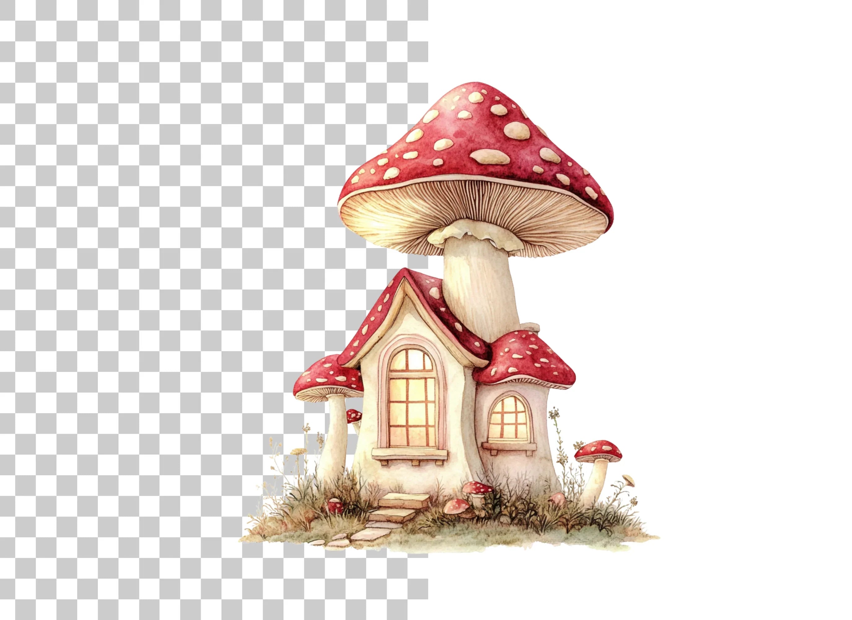 Enchanted Mushroom House Clipart Bundle