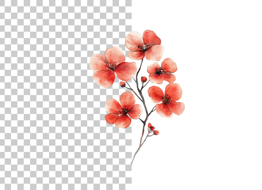 Vibrant Red Blossom Clipart Bundle