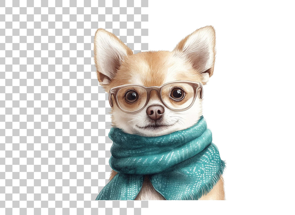 Cute Chihuahua with Glasses Clipart Bundle