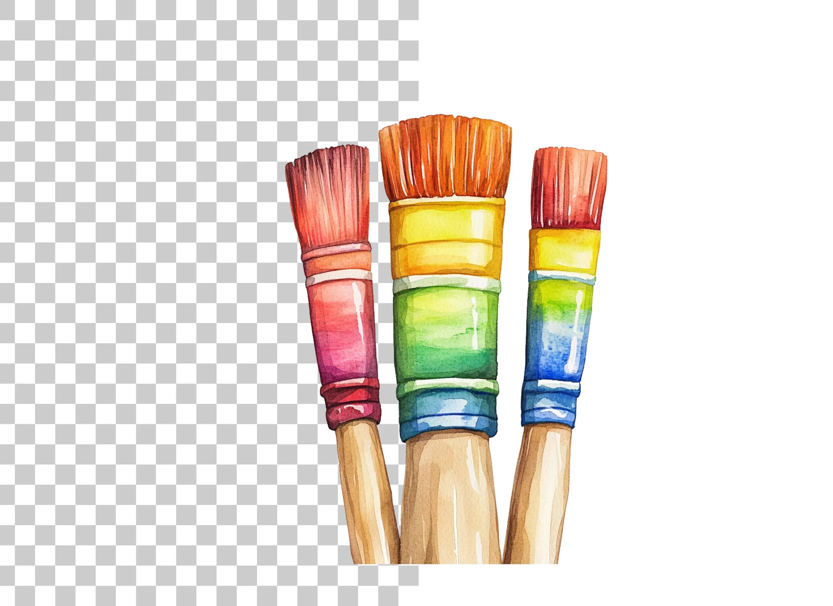 Colorful Paint Brushes Clipart Bundle