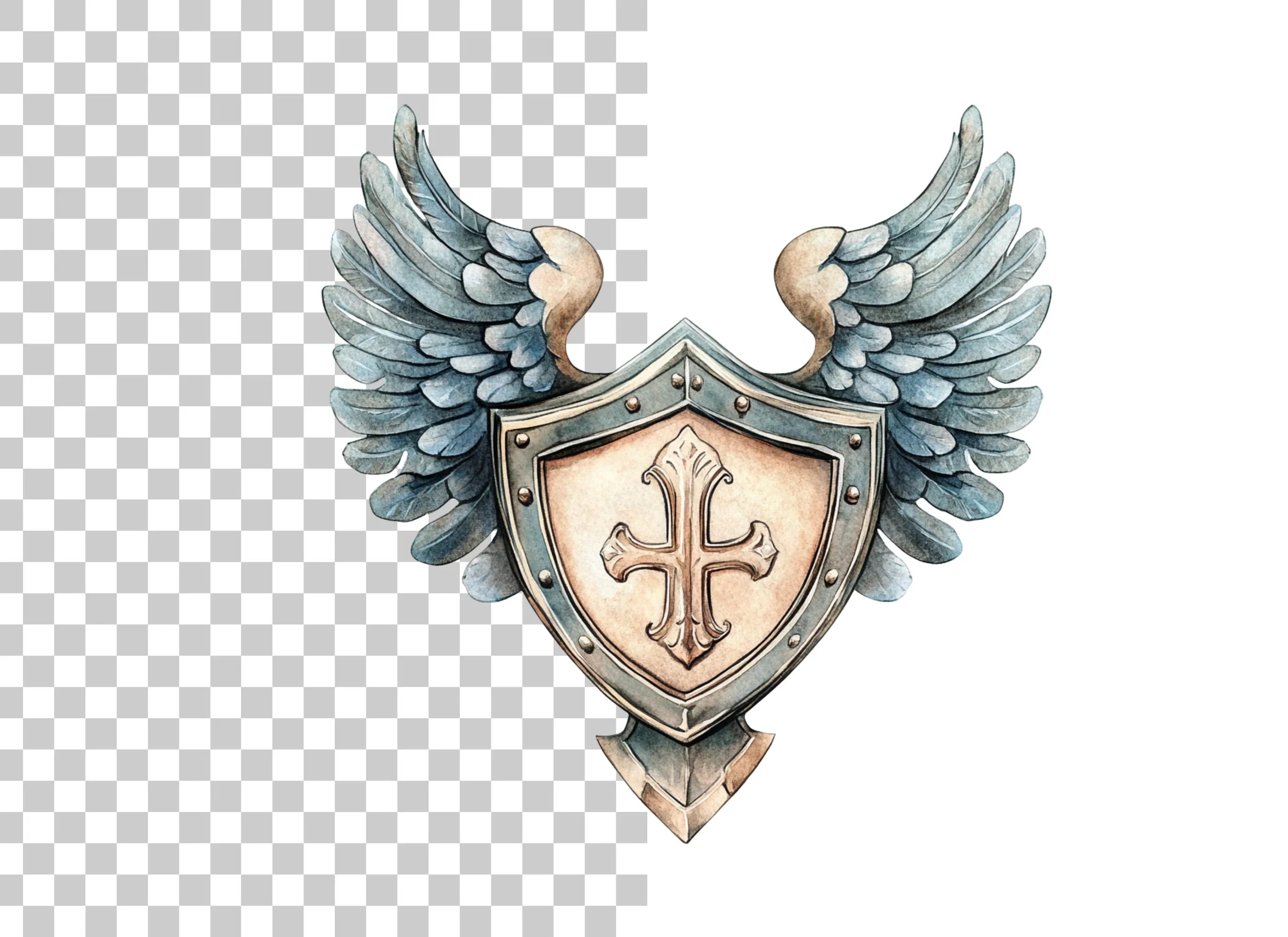 Winged Shield Cross Clipart Bundle