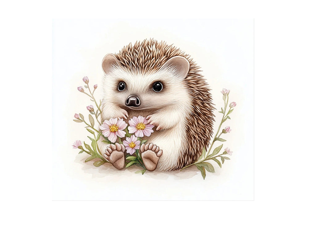 Charming Baby Hedgehogs with Flowers Clipart Bundle