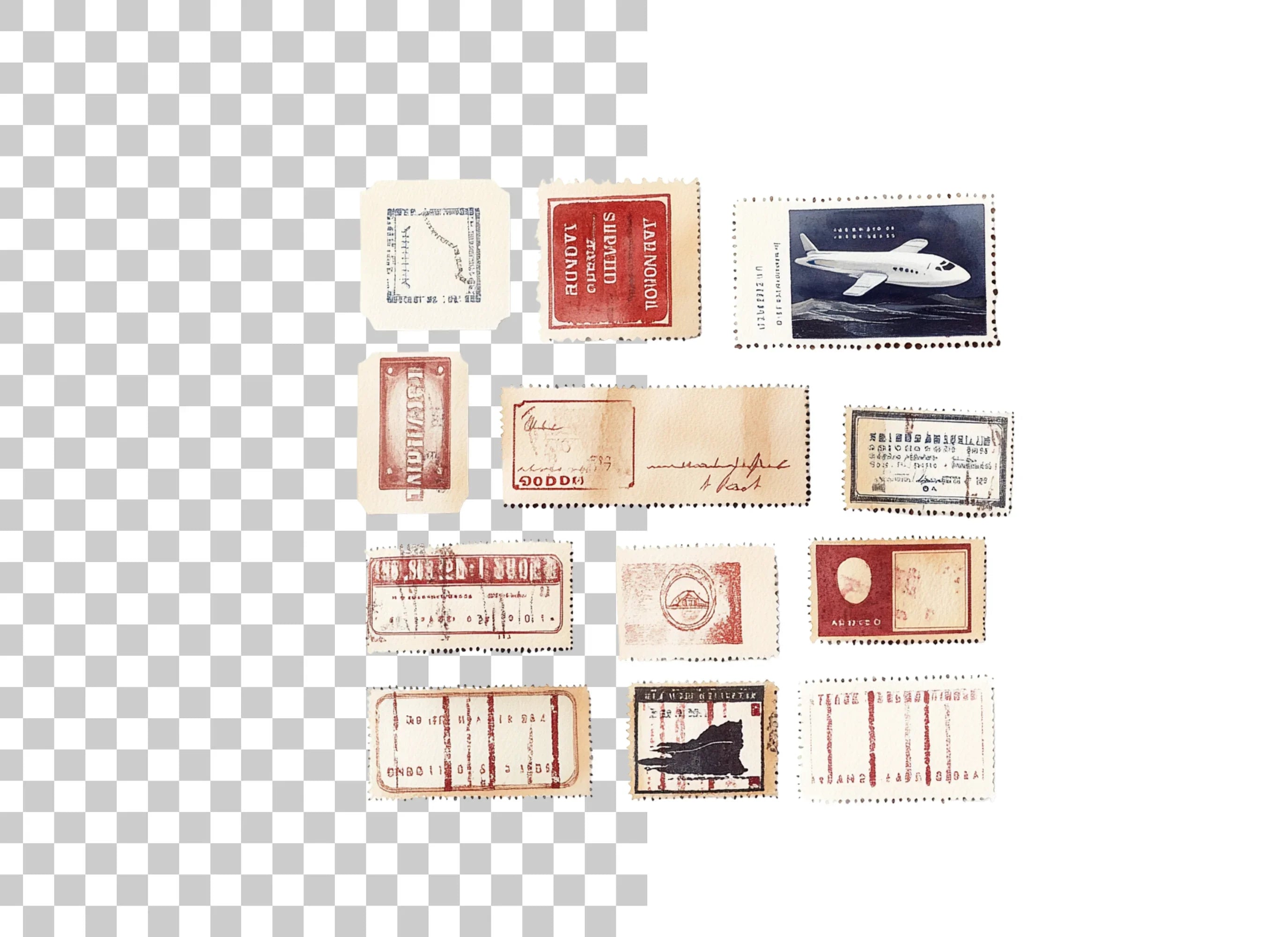 Assorted Vintage Stamps Clipart Bundle