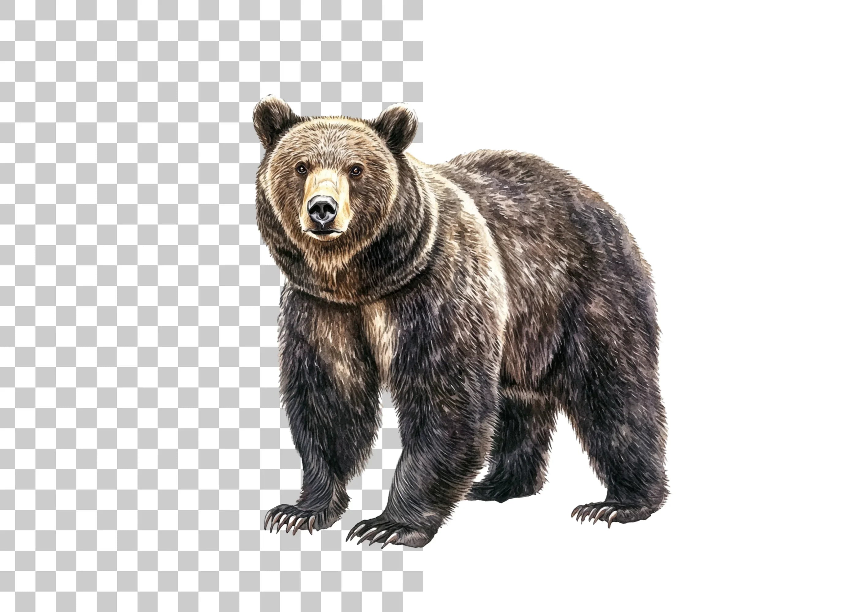 Standing Grizzly Bear Duo Clipart Bundle