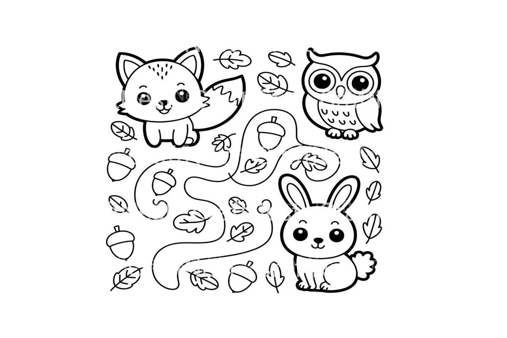Autumn Forest Animals Maze Coloring Books