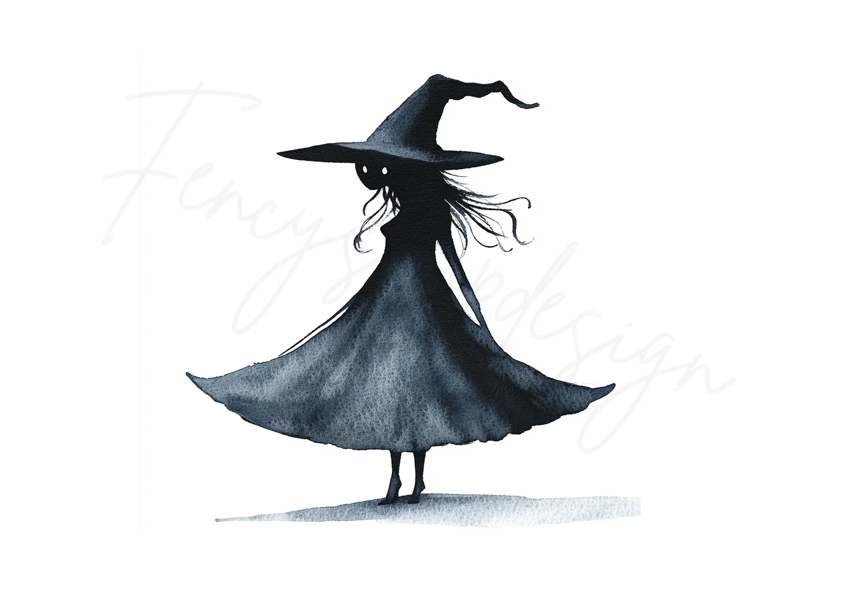 Elegant Witch Silhouette Clipart Bundle