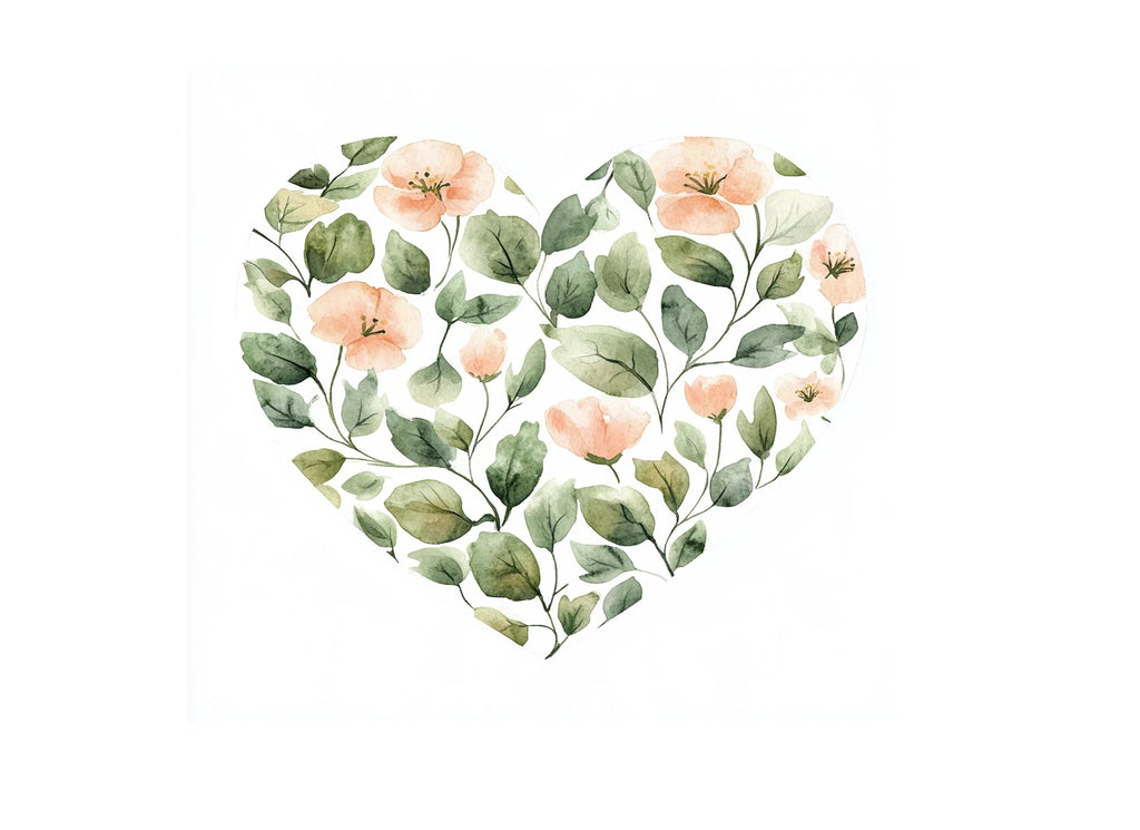 Blush Pink Floral Heart Clipart Bundle