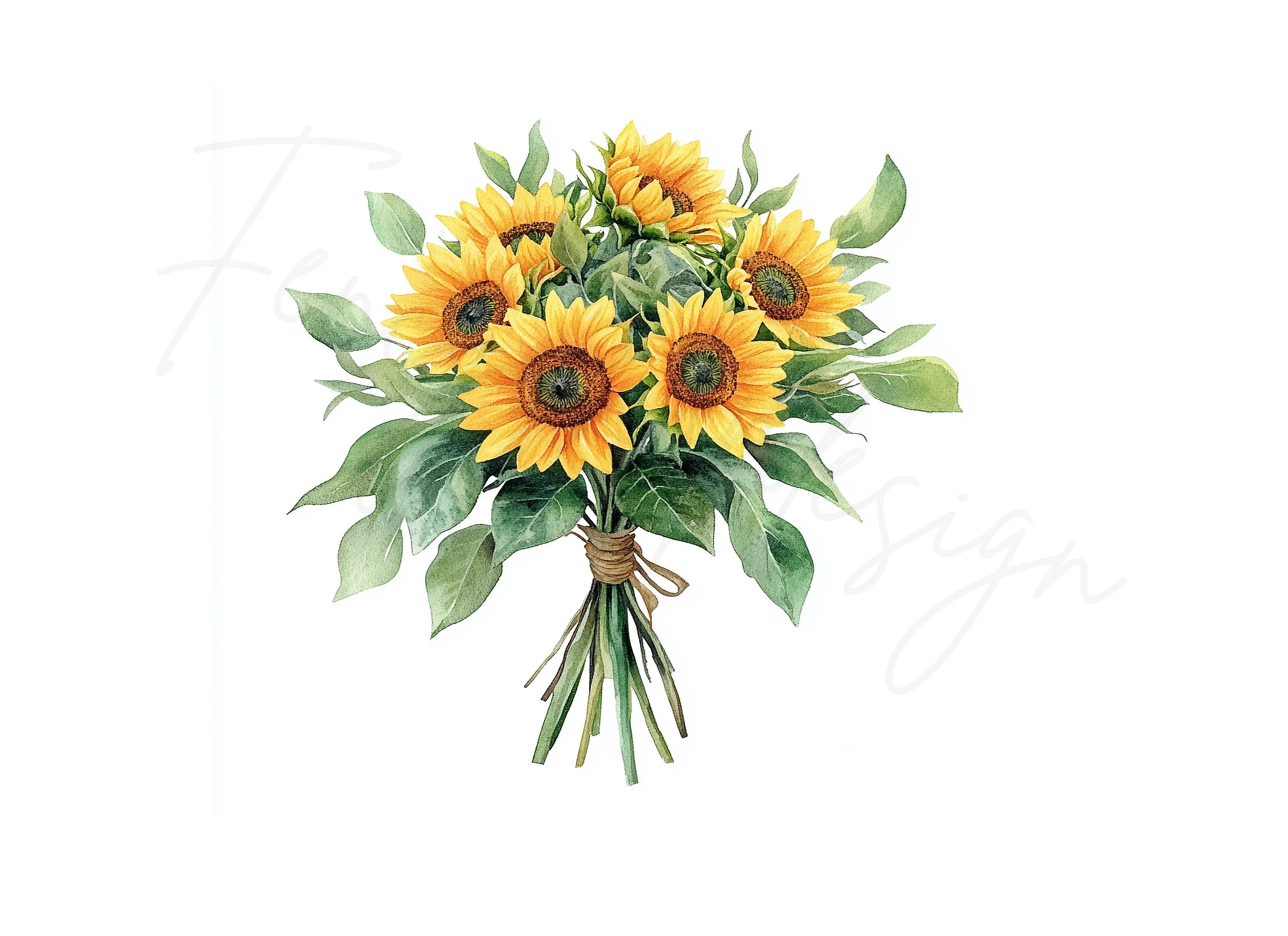 Sunflower Bouquet Clipart Bundle