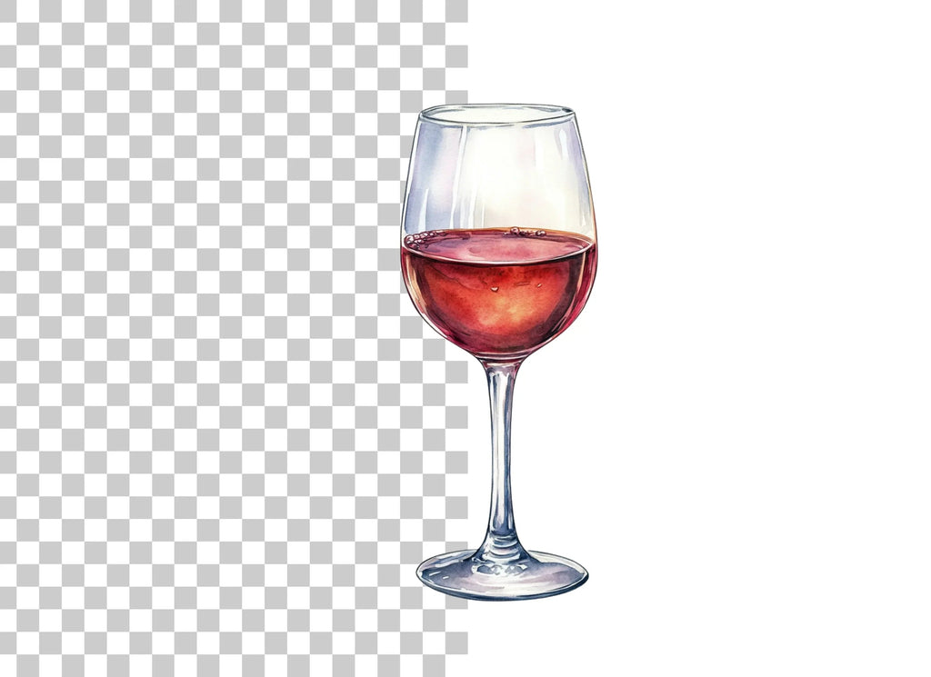 Hand Painted Red Wine Glass Illustrations Clipart Bundle