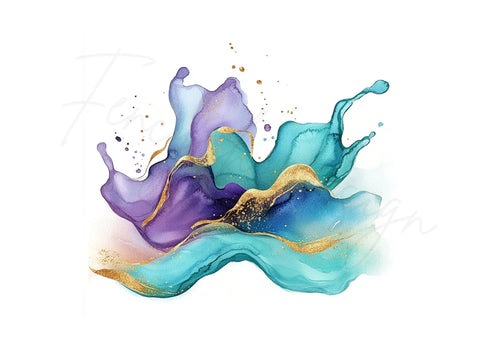 Abstract Alcohol Ink Clipart Bundle