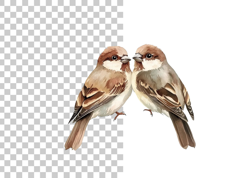 Cute Sparrow Pairs Clipart Bundle