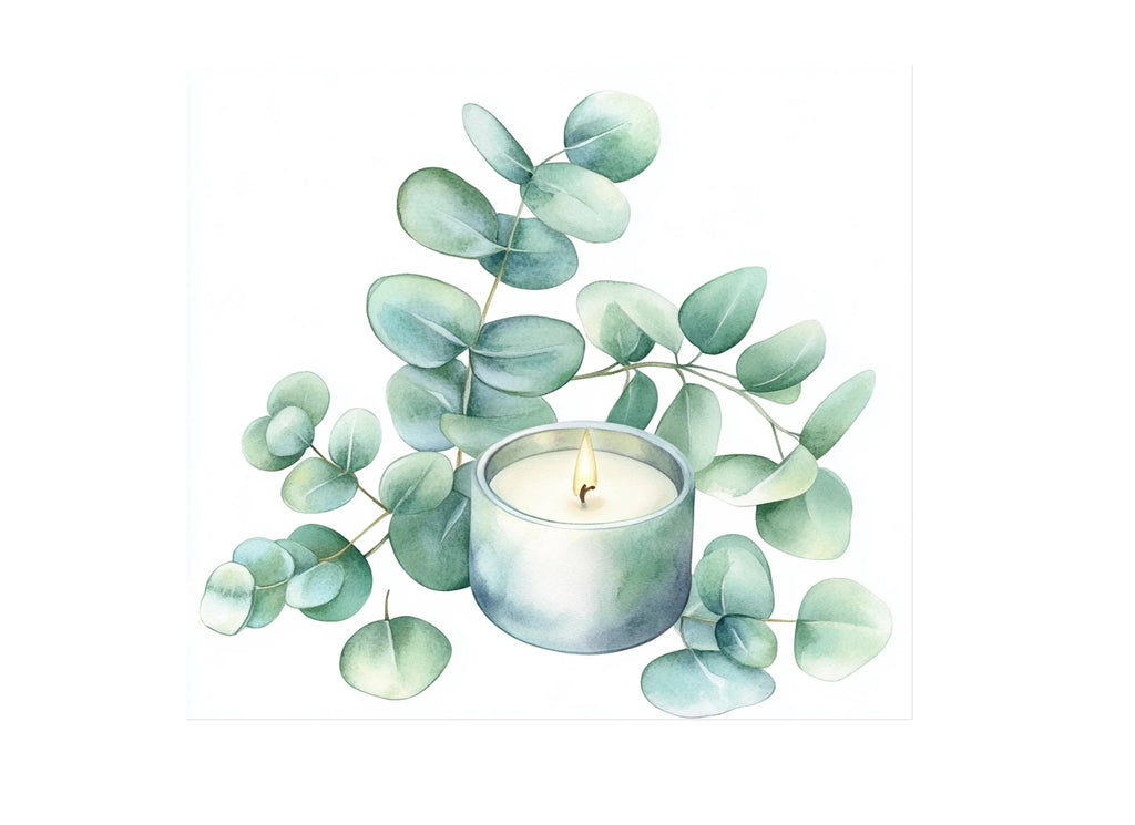 Blue Eucalyptus Candle Clipart Bundle