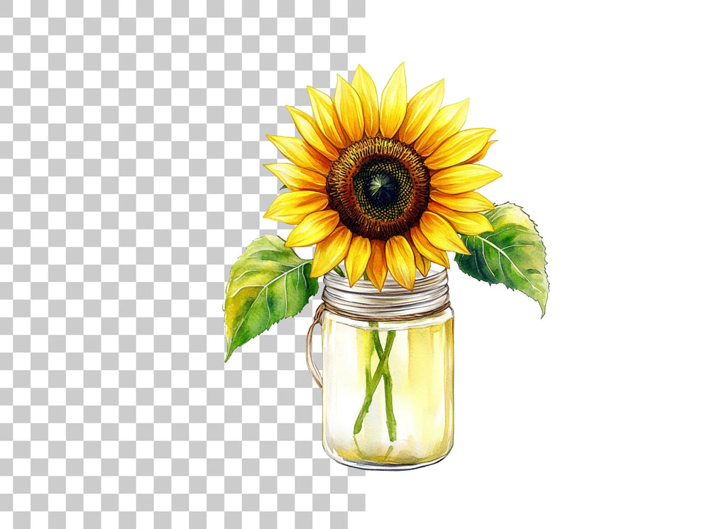 Sunflower in Mason Jar Clipart Bundle