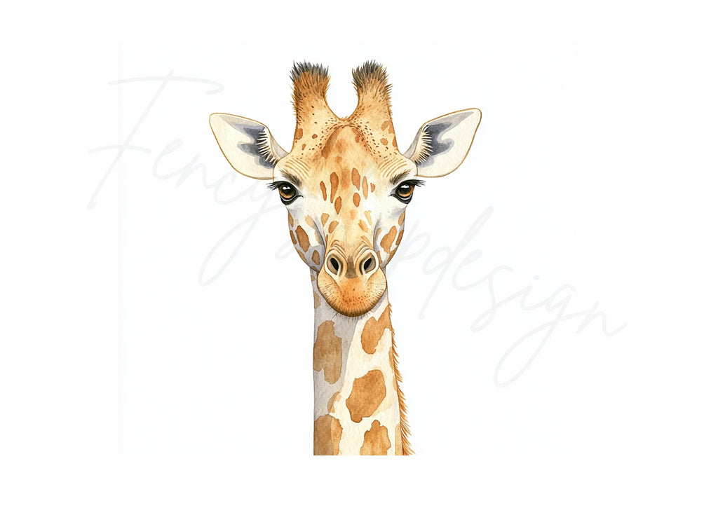 Realistic Giraffe Head Clipart Bundle