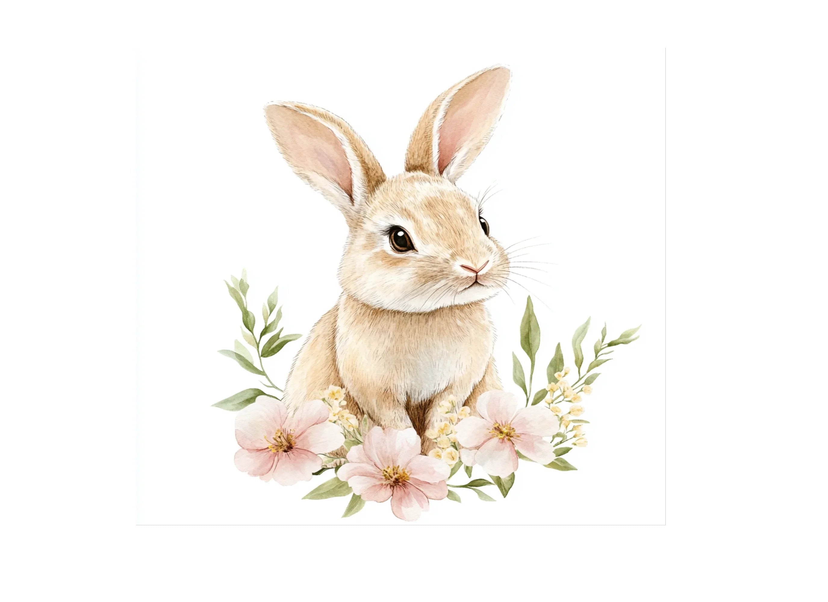 Adorable Bunny with Pink Flowers Clipart Bundle