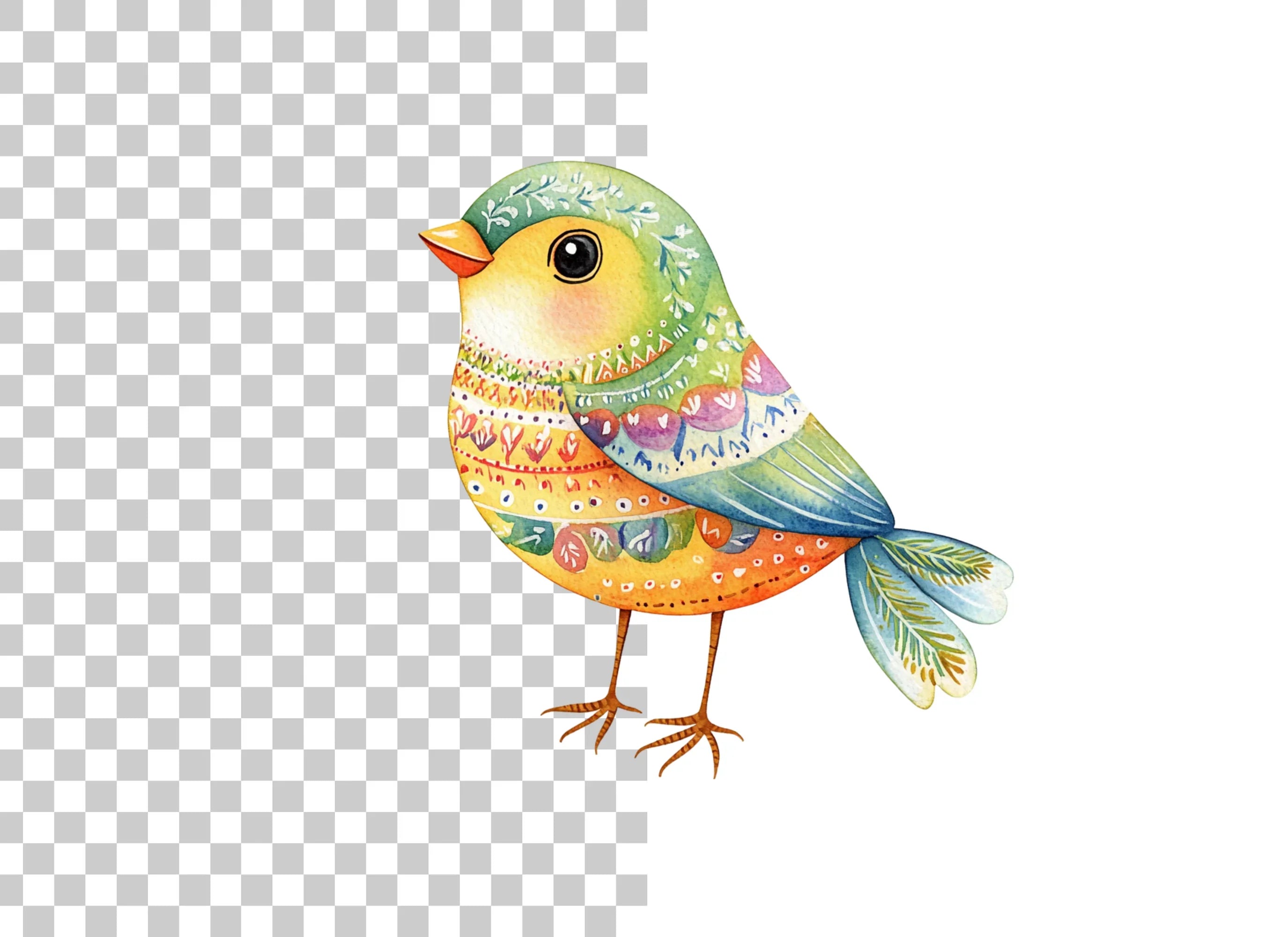 Vibrant Folk Birds Clipart Bundle