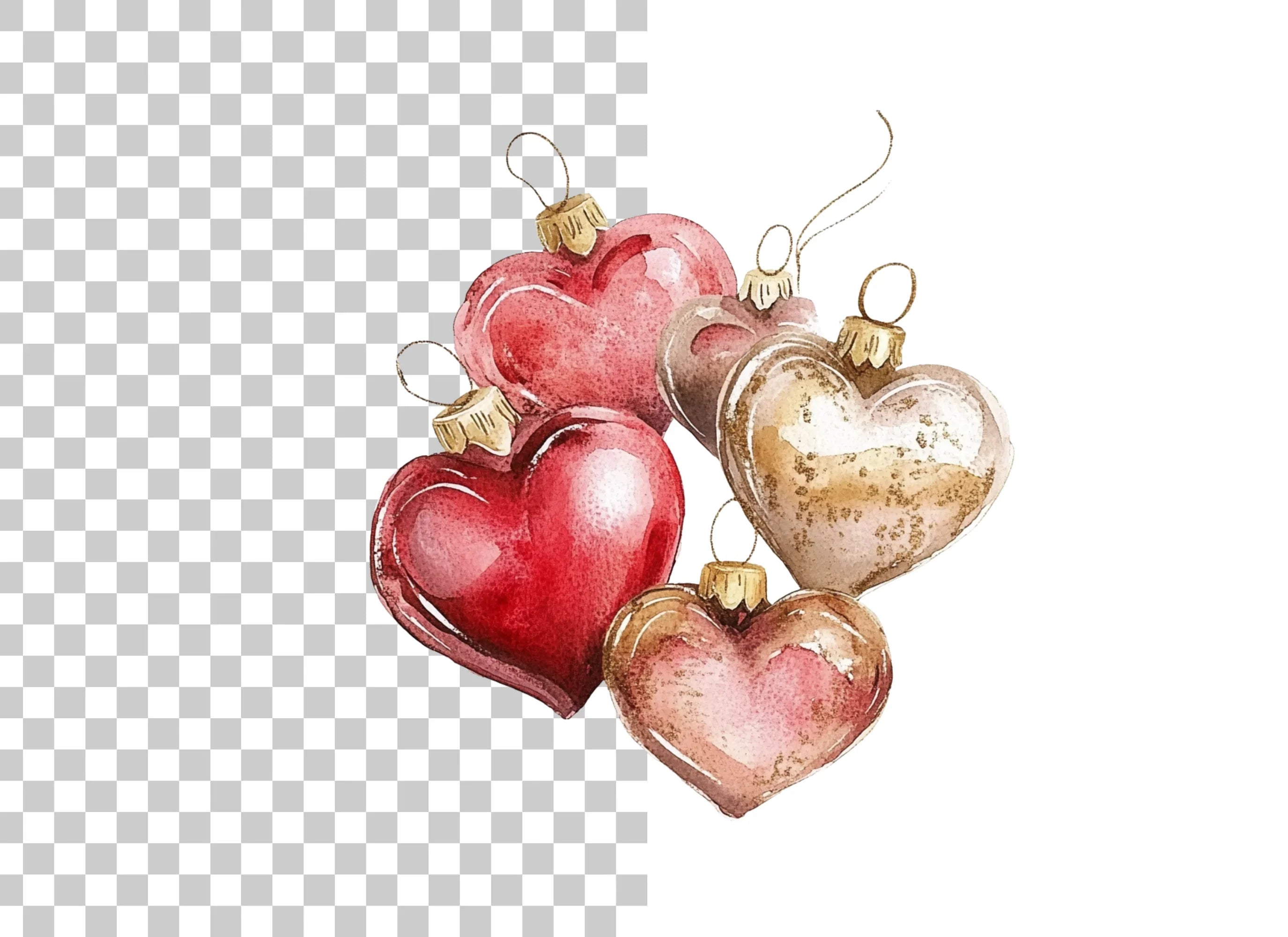 Assorted Heart Ornaments Clipart Bundle