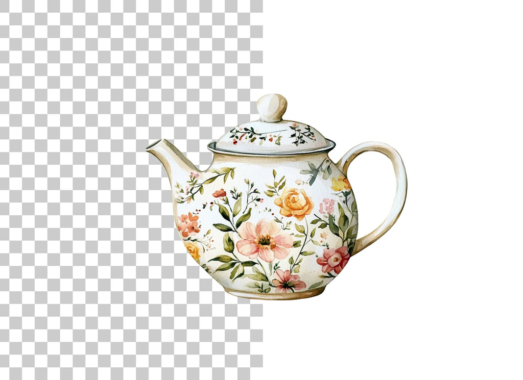 Floral Teapot Clipart Bundle