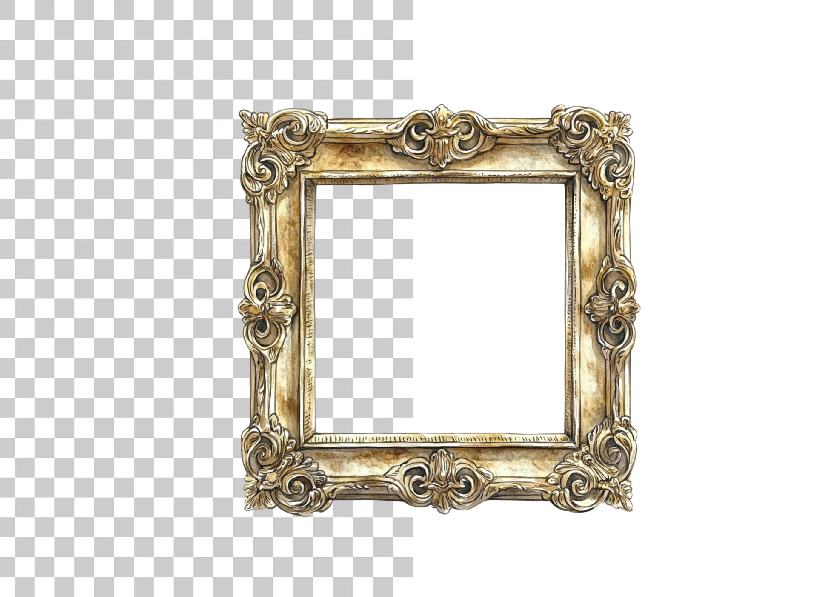 Elegant Gold Ornate Frames Clipart Bundle
