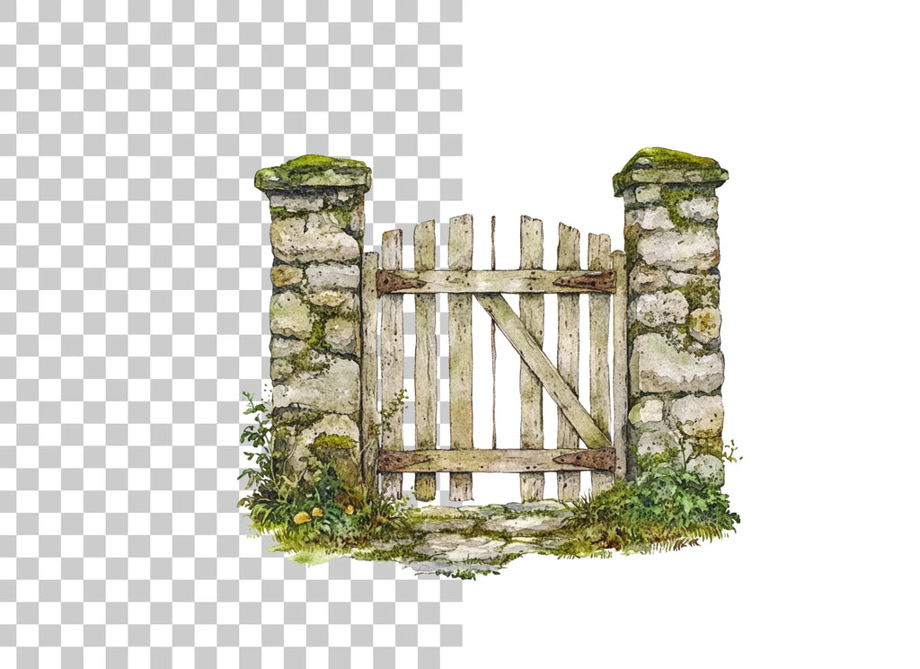Rustic Stone Gate Clipart Bundle