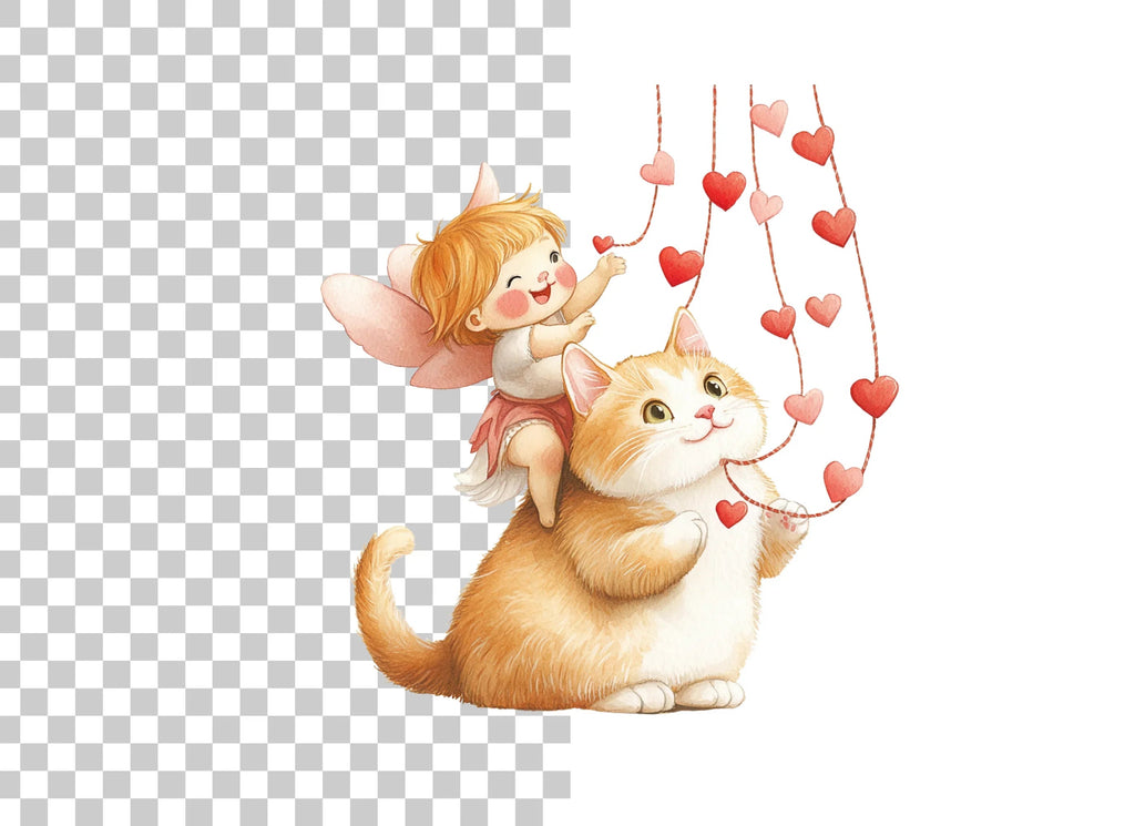Cute Cupid Cats Valentine's Day Clipart Bundle