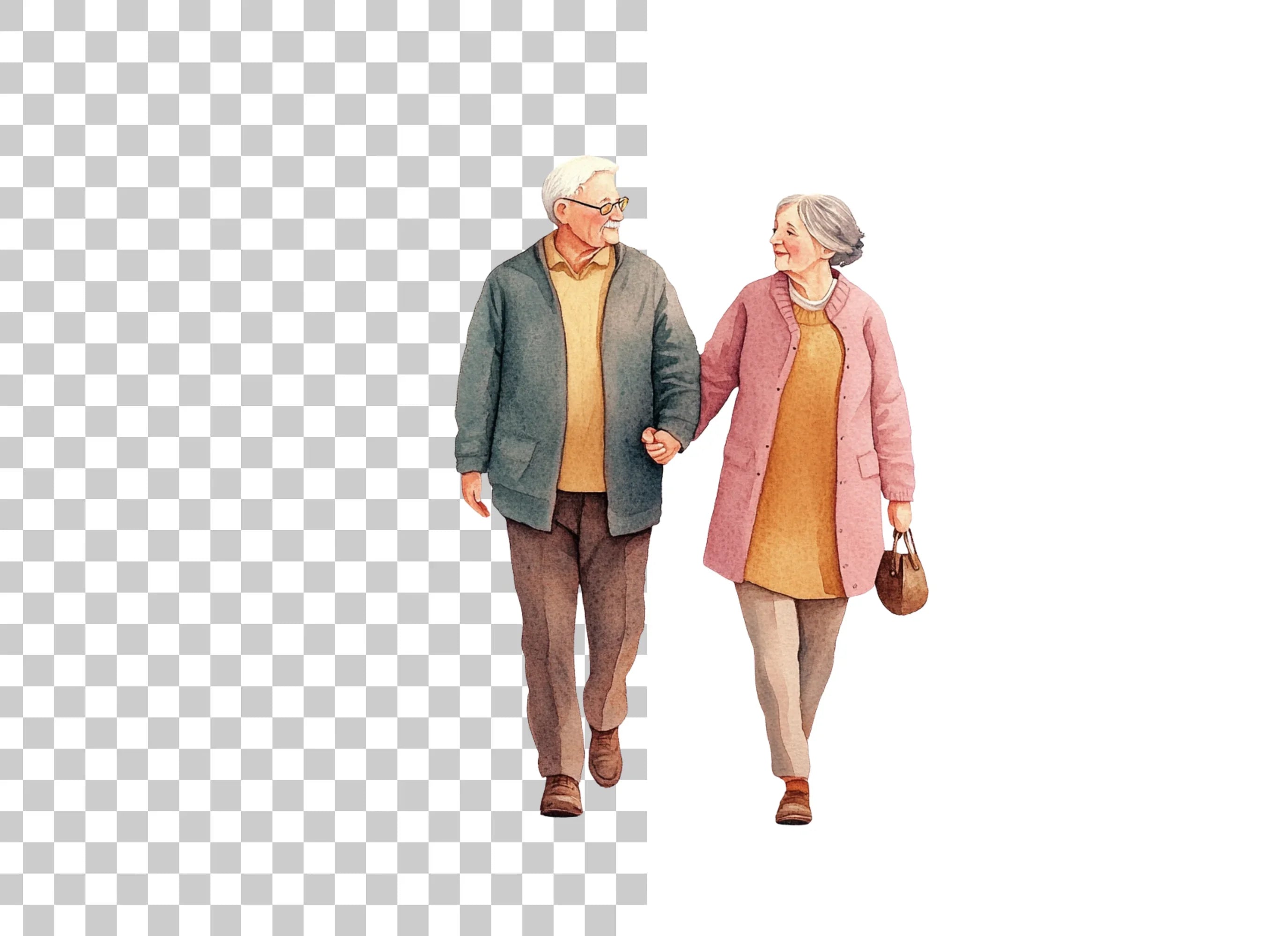 Elderly Couple Clipart Bundle