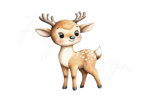 Adorable Baby Deer Fawn Clipart Bundle