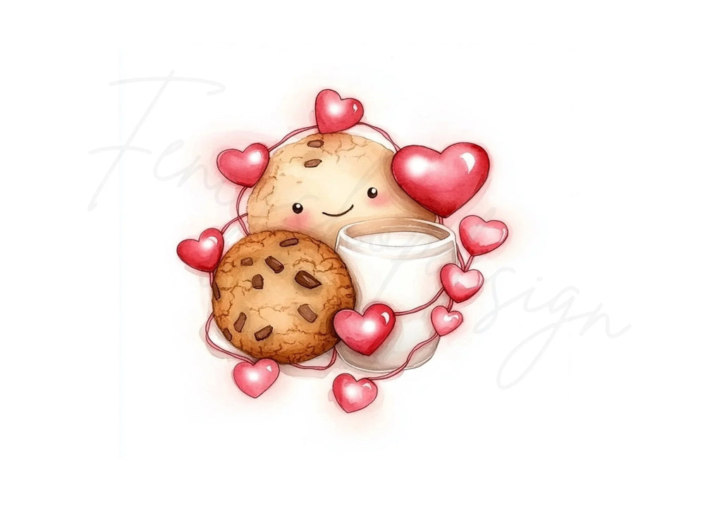 Cute Milk and Cookies Valentine Clipart Bundle