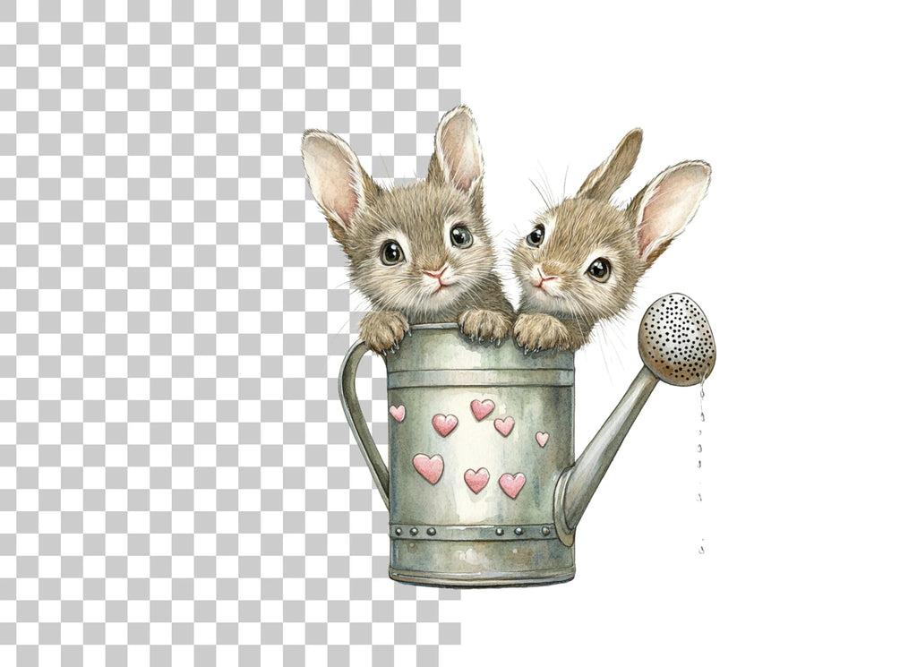Cute Animals in Watering Cans Clipart Bundle