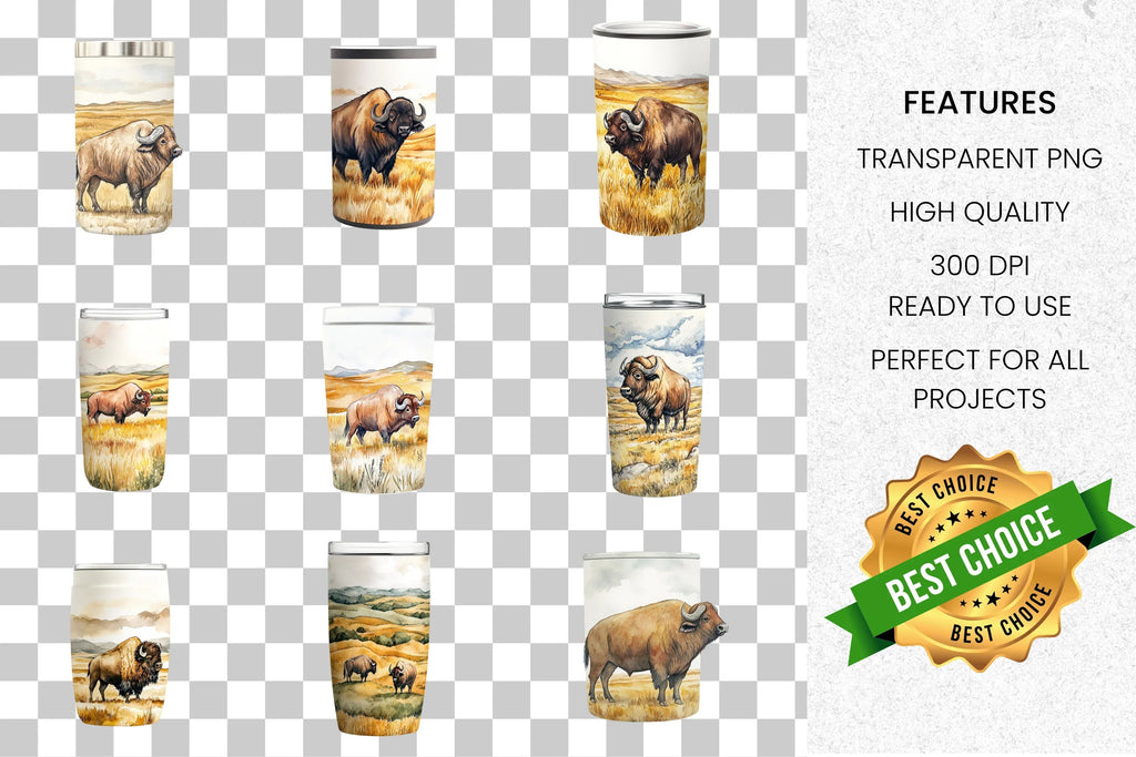 Majestic Bison Head Clipart Bundle