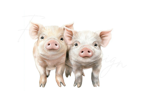 Adorable Piglet Duo Clipart Bundle