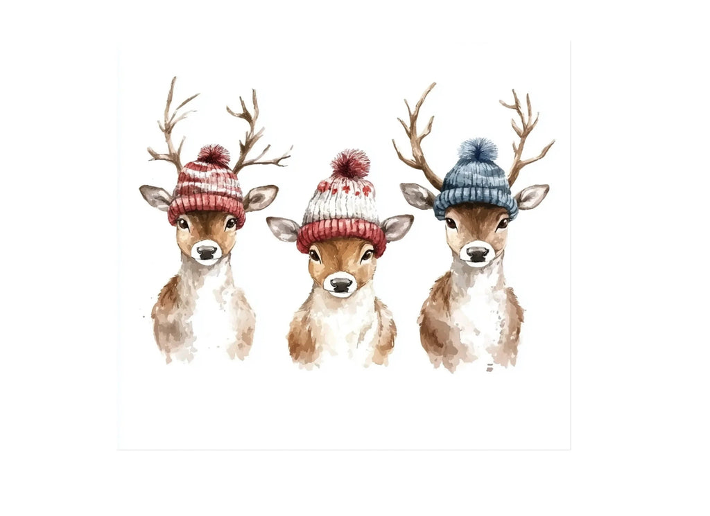 Cute Deer with Winter Hats Clipart Bundle