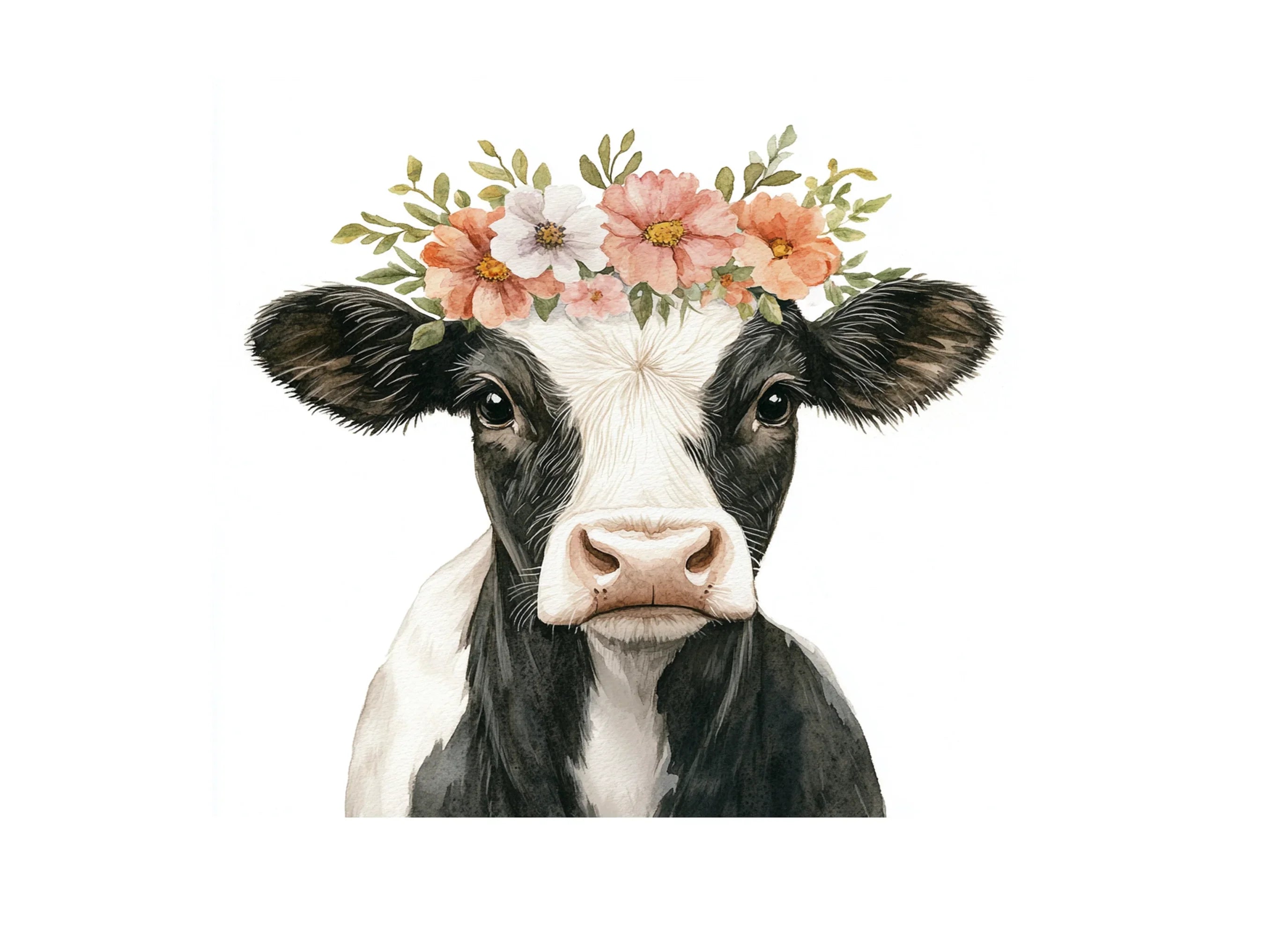 Cute Floral Cow Head Clipart Bundle