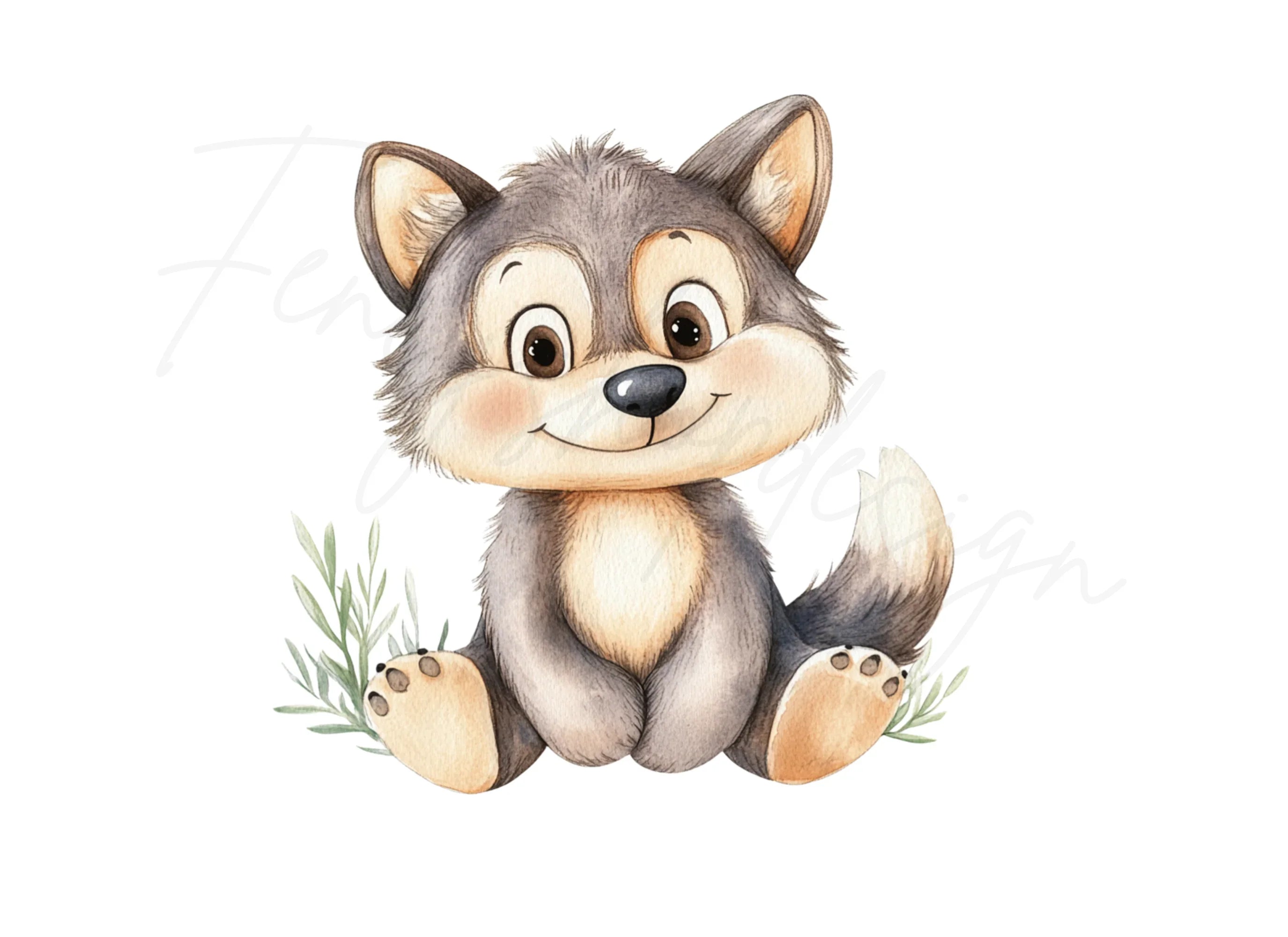 Adorable Baby Wolf Clipart Bundle