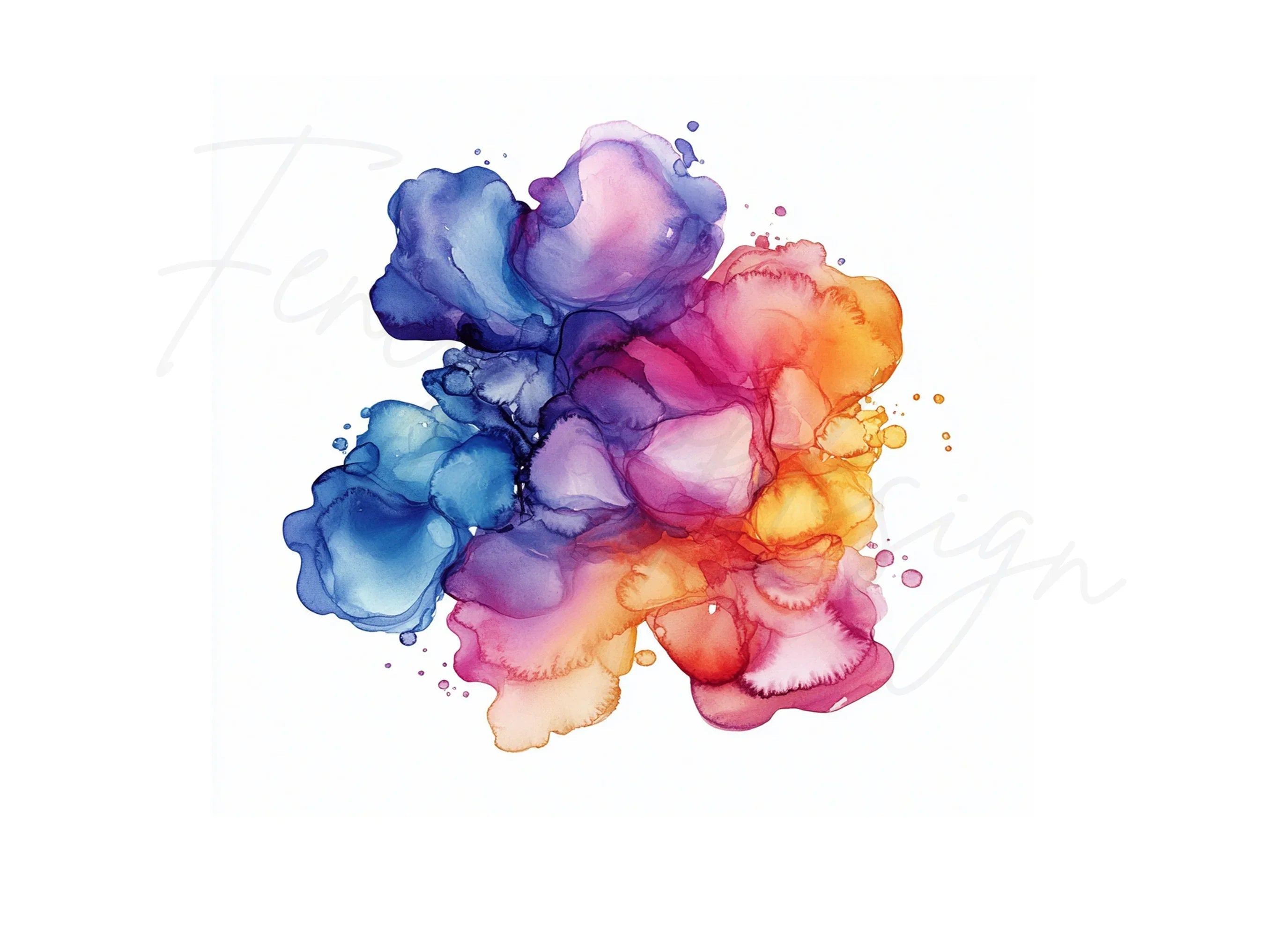 Colorful Alcohol Ink Splash Designs Clipart Bundle