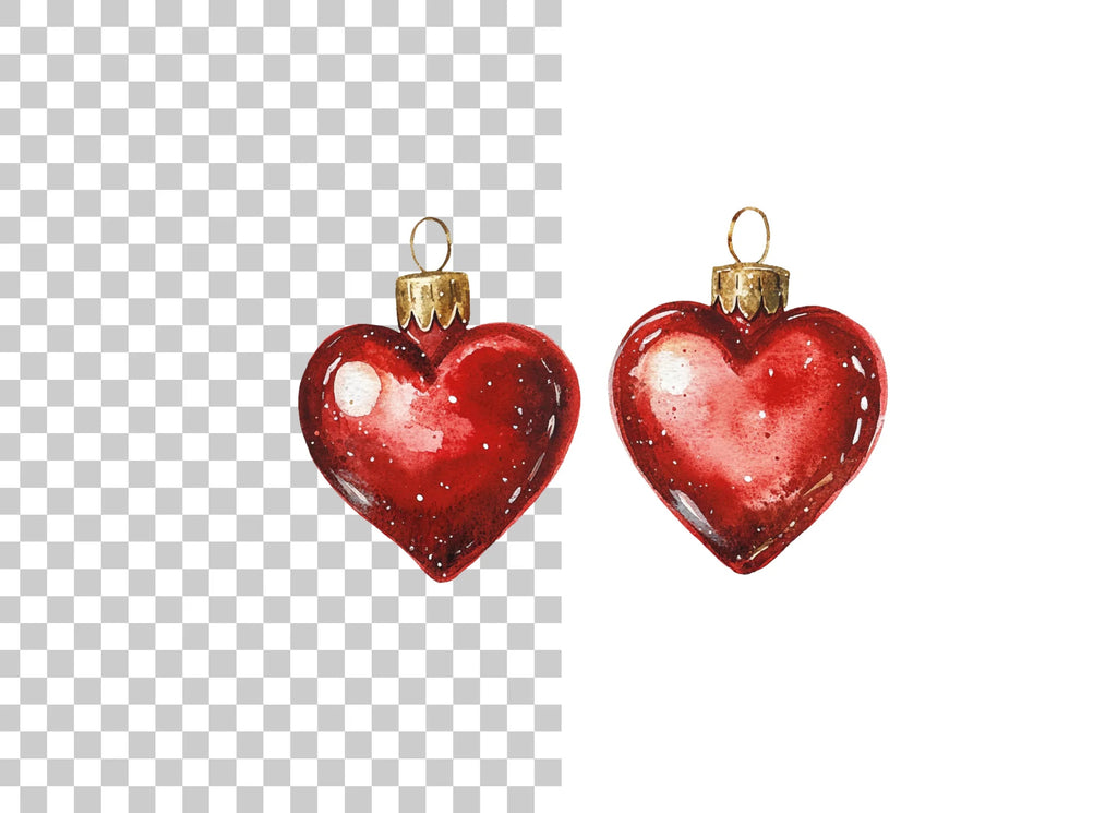Heart Christmas Ornaments Clipart Bundle
