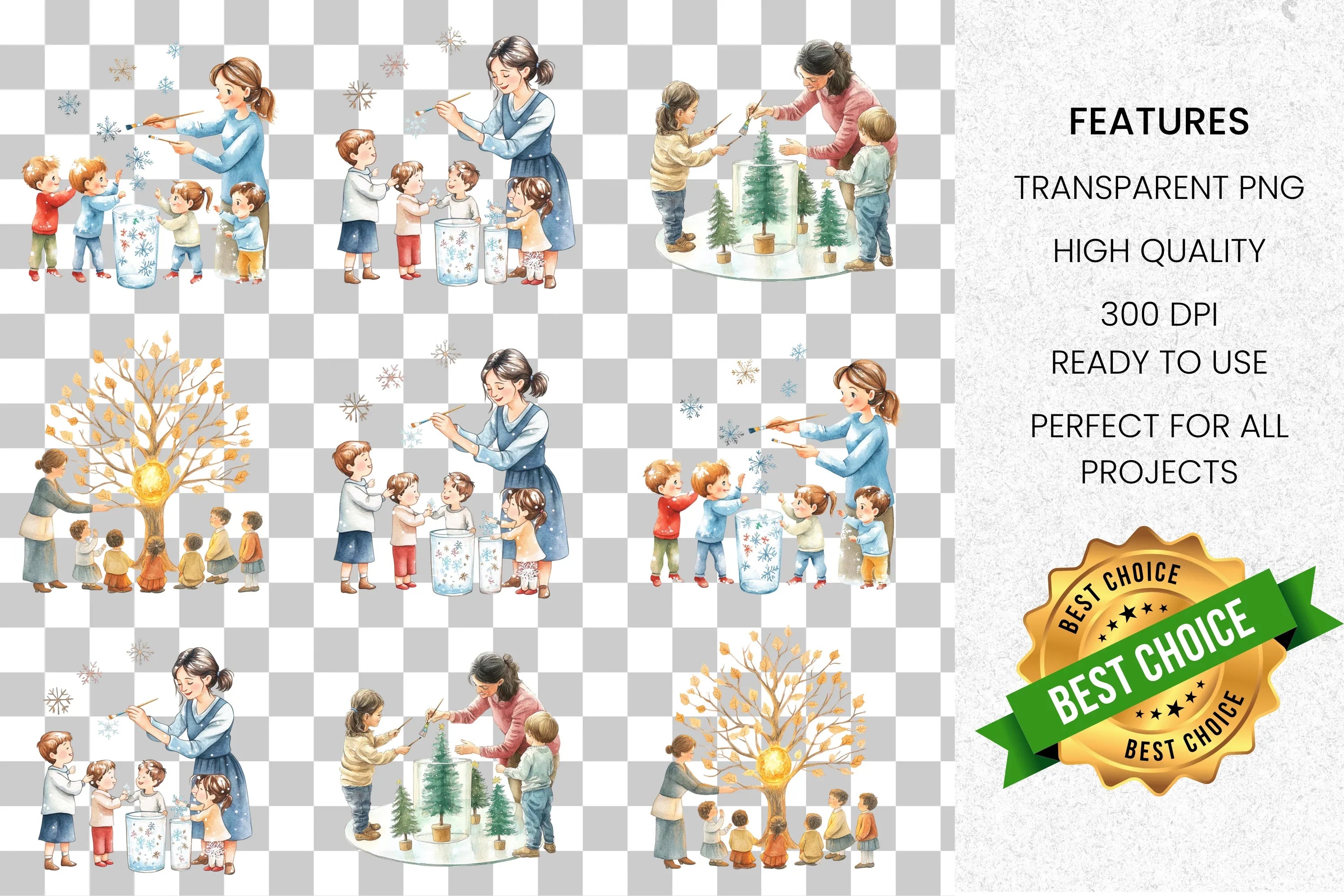 Family Holiday Crafts Clipart Bundle