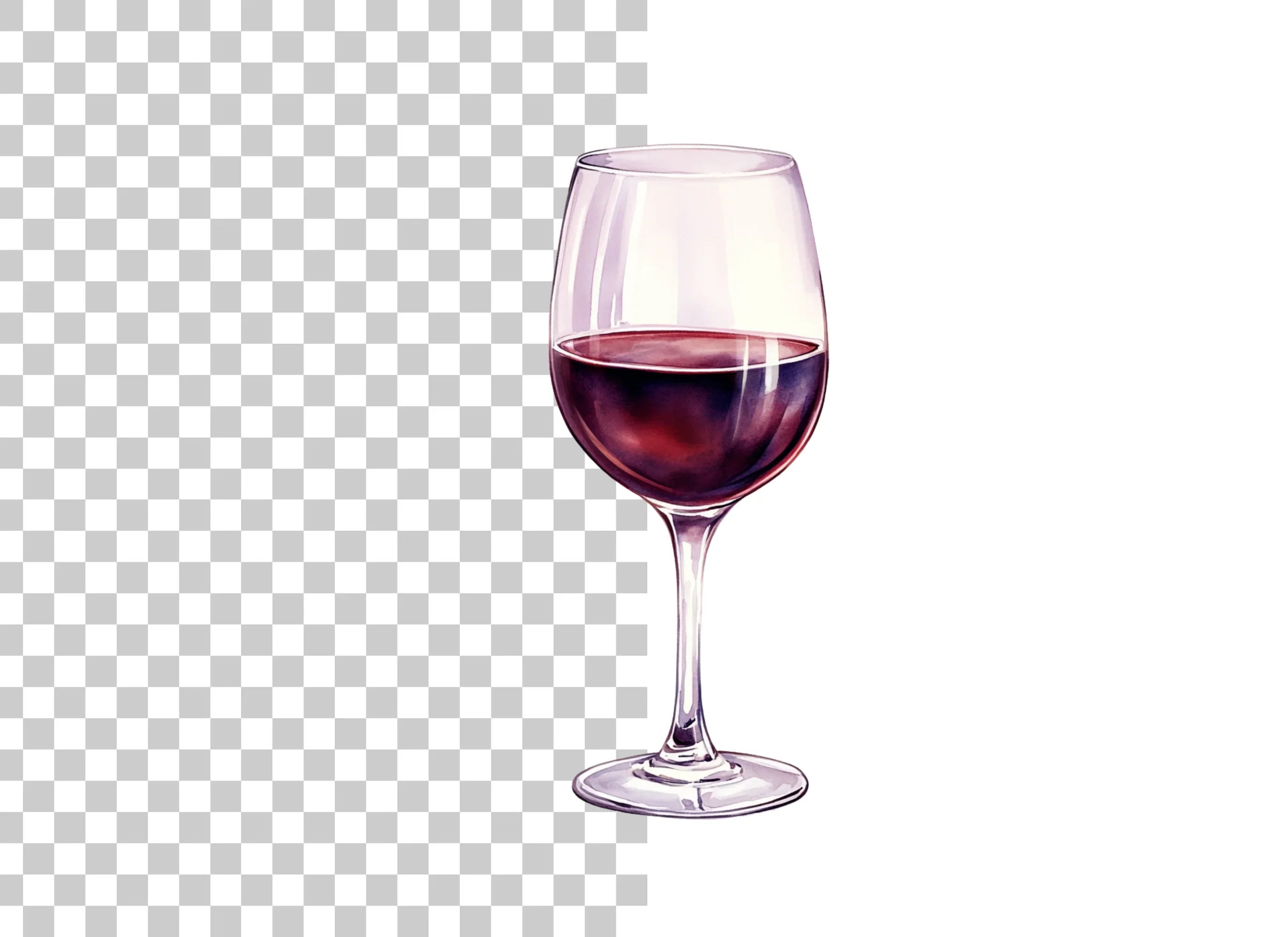 Deep Red Wine Glasses Clipart Bundle