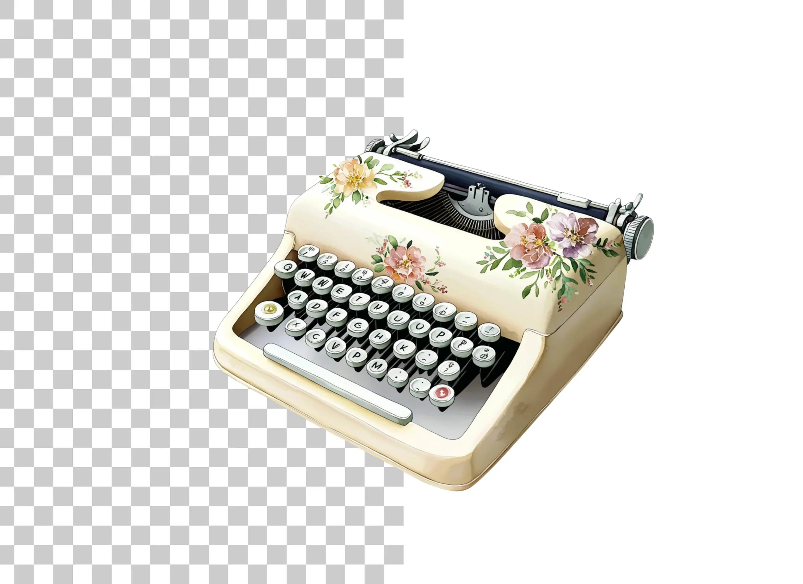 Charming Floral Typewriter Clipart Bundle