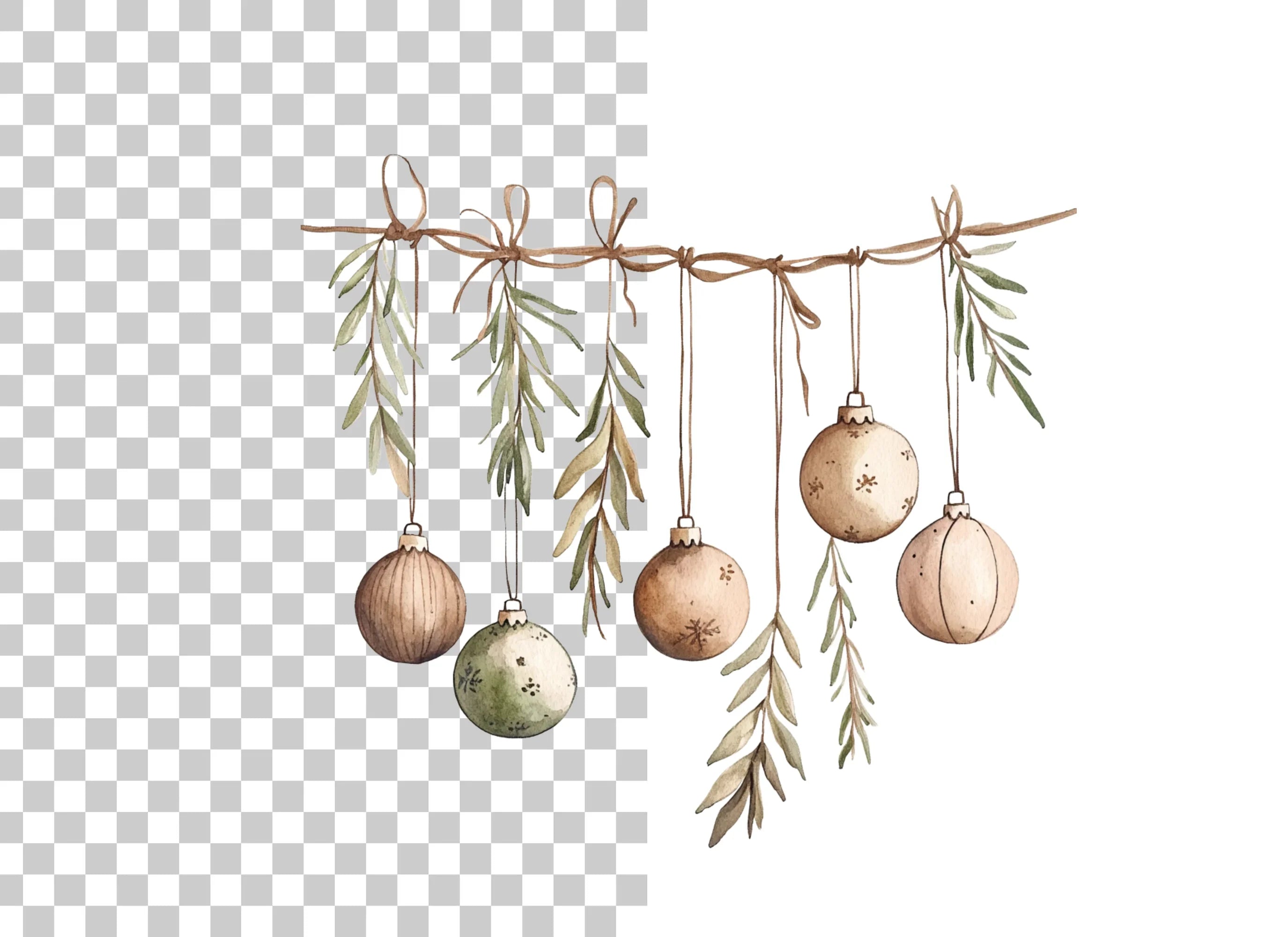 Christmas Ornaments Garland Clipart Bundle