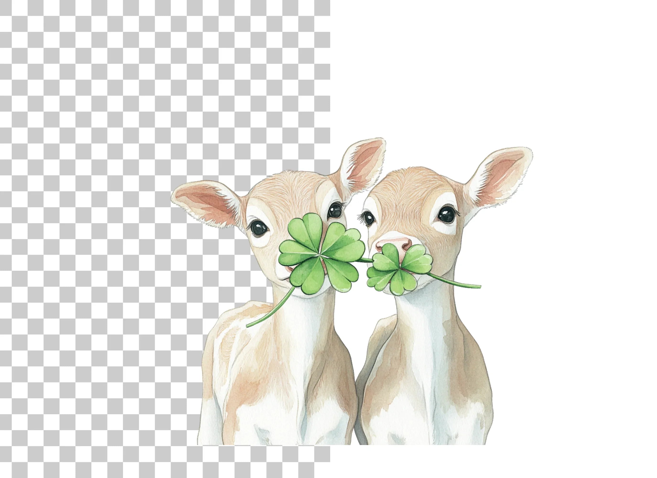 Cute Calves with Lucky Clover Clipart Bundle