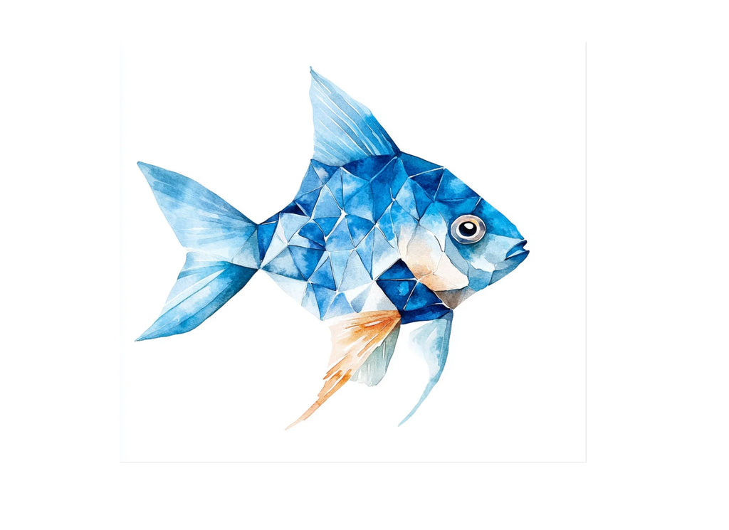 Geometric Blue Fish Clipart Bundle