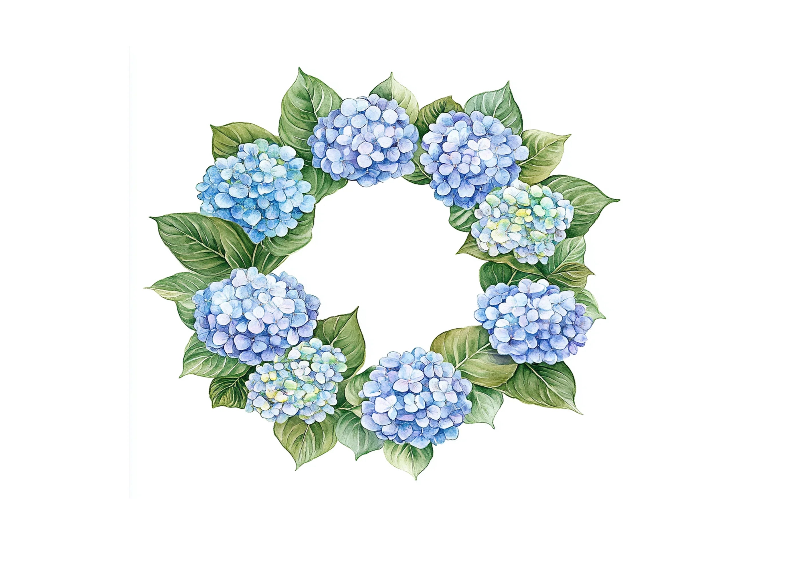 Blue Hydrangea Wreaths Clipart Bundle