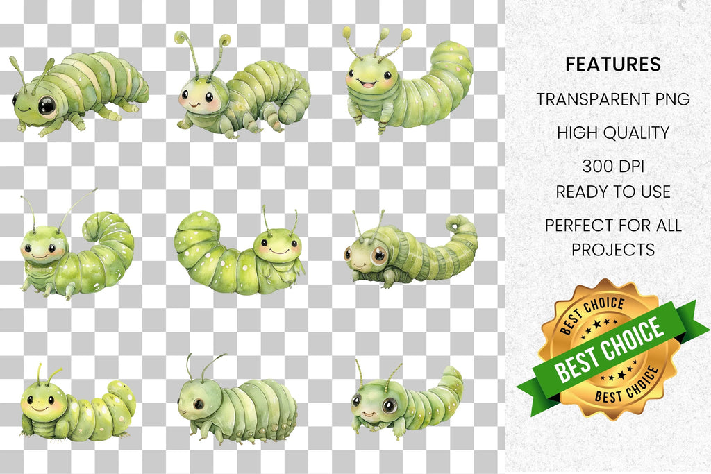 Cute Caterpillar Clipart Bundle