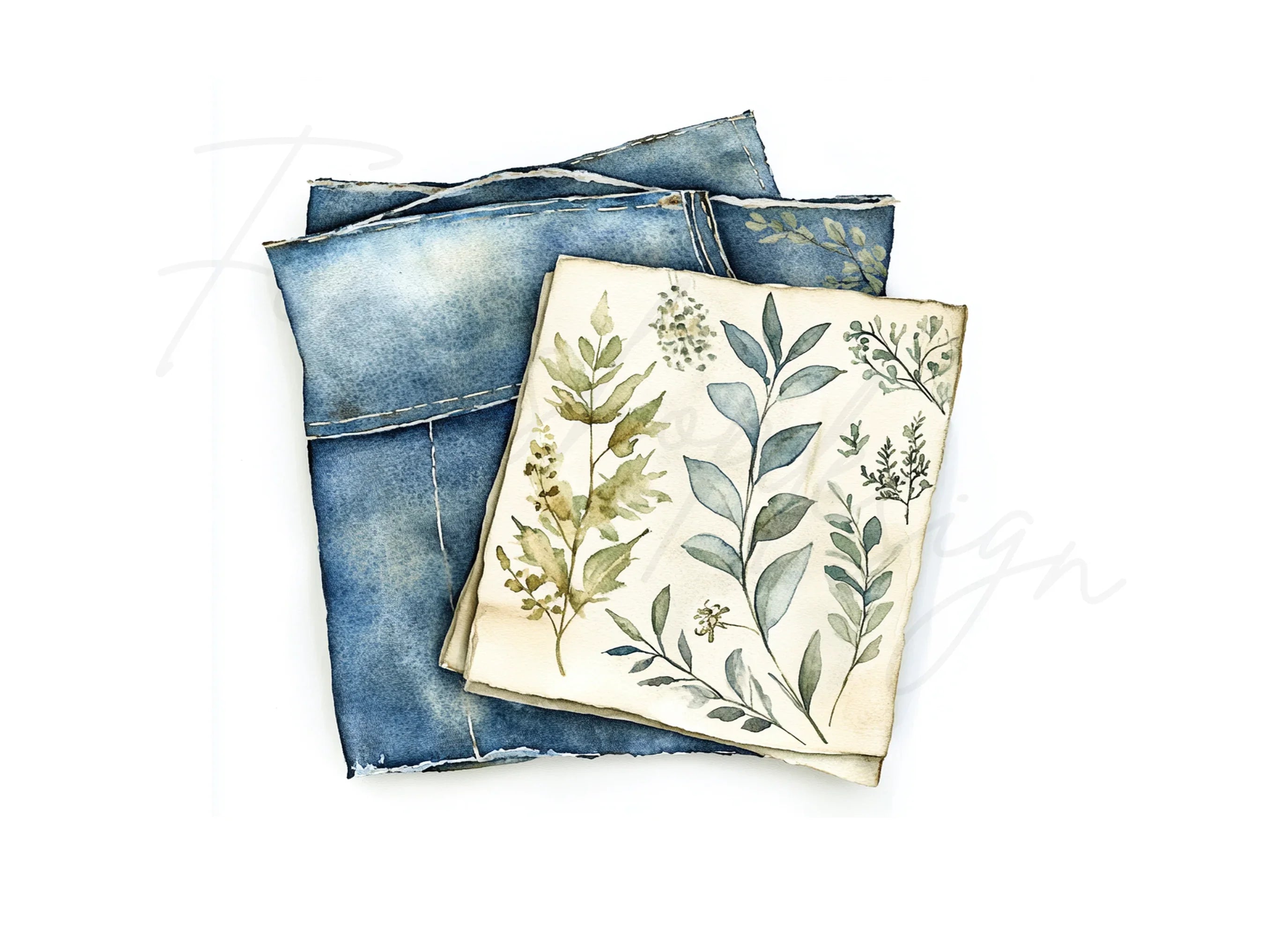 Blue Botanical Clipart Bundle