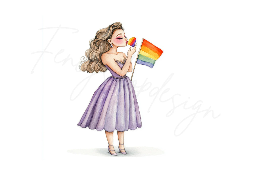Girls with Pride Flag Clipart Bundle