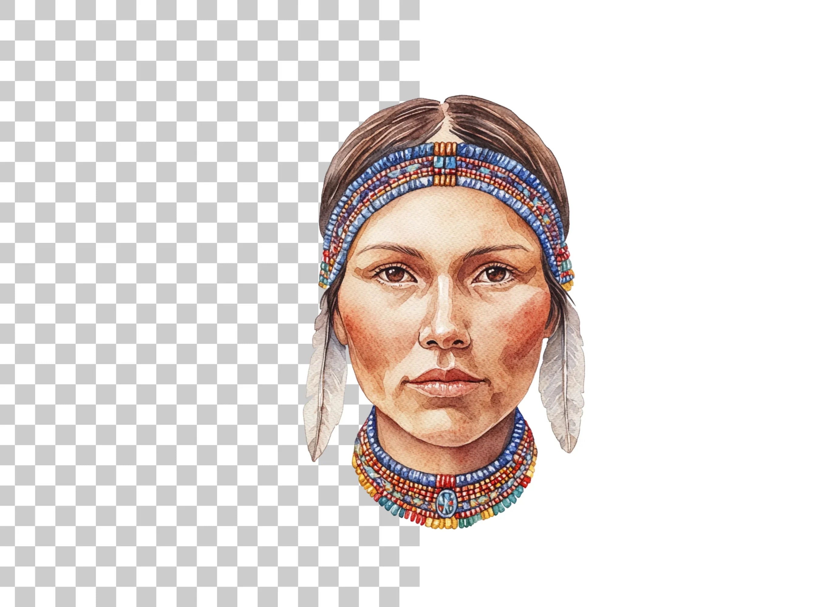 Native American Woman Portrait Clipart Bundle