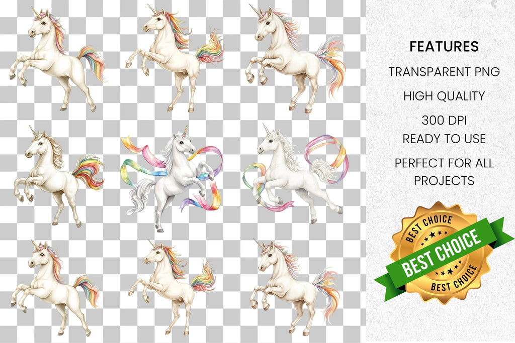 Magical Rainbow Unicorn Clipart Bundle