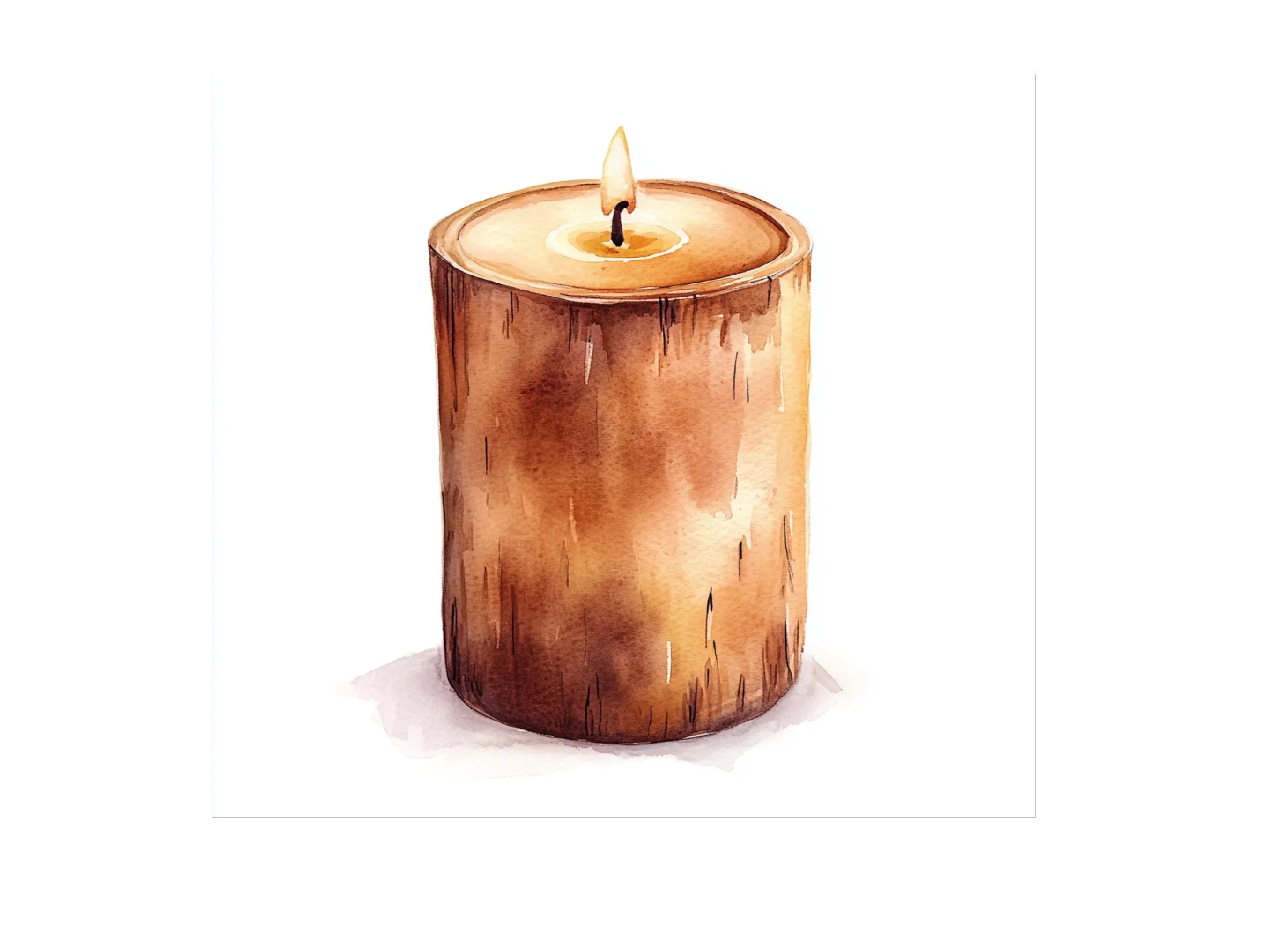 Wood Pillar Candles Clipart Bundle