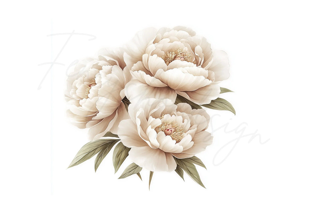 Elegant Peony Flower Clipart Bundle